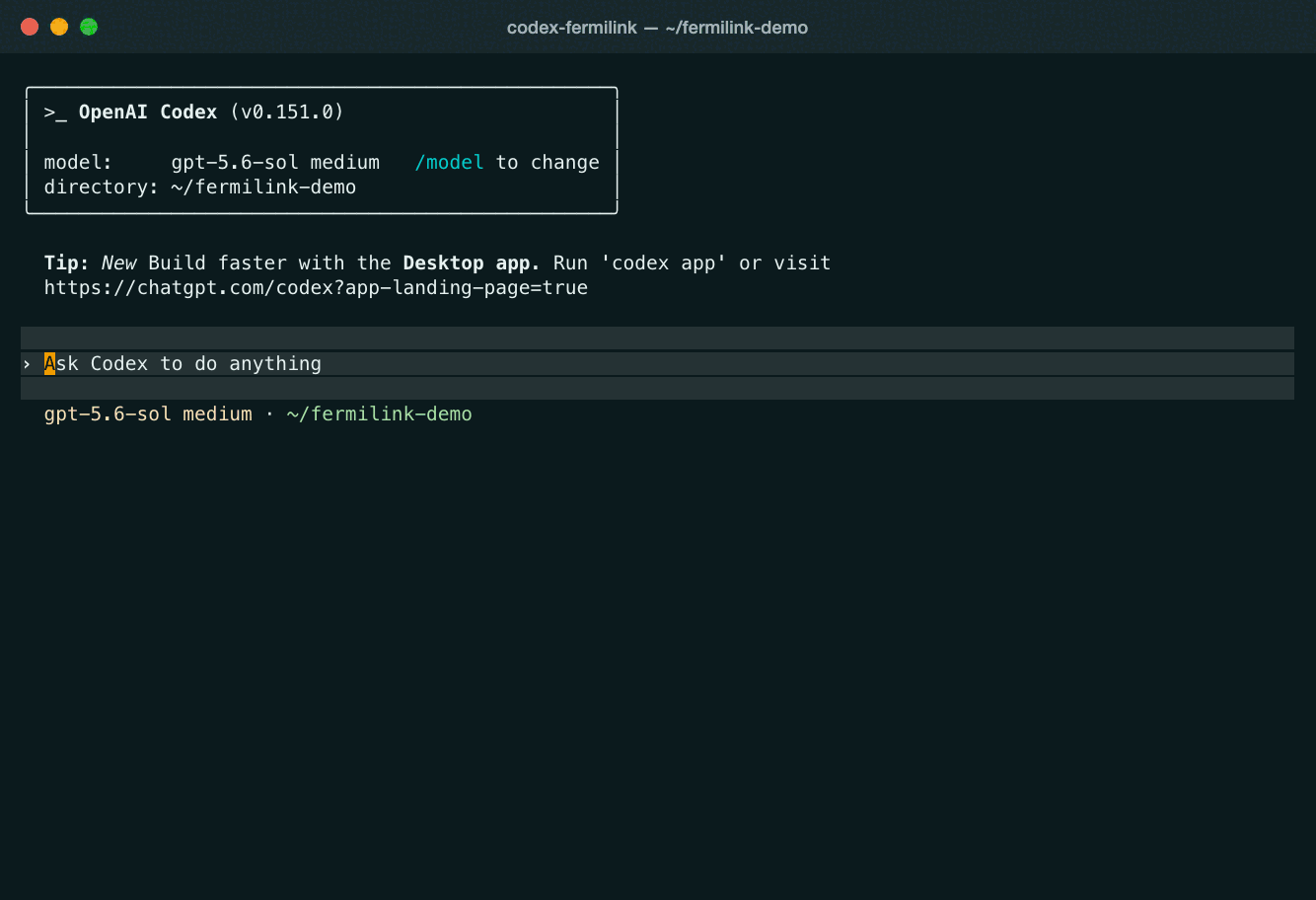 Terminal recording of codex-fermilink: the /profile command opens a picker, the Scientific Simulations profile is selected, and the agent runs a small convergence test.